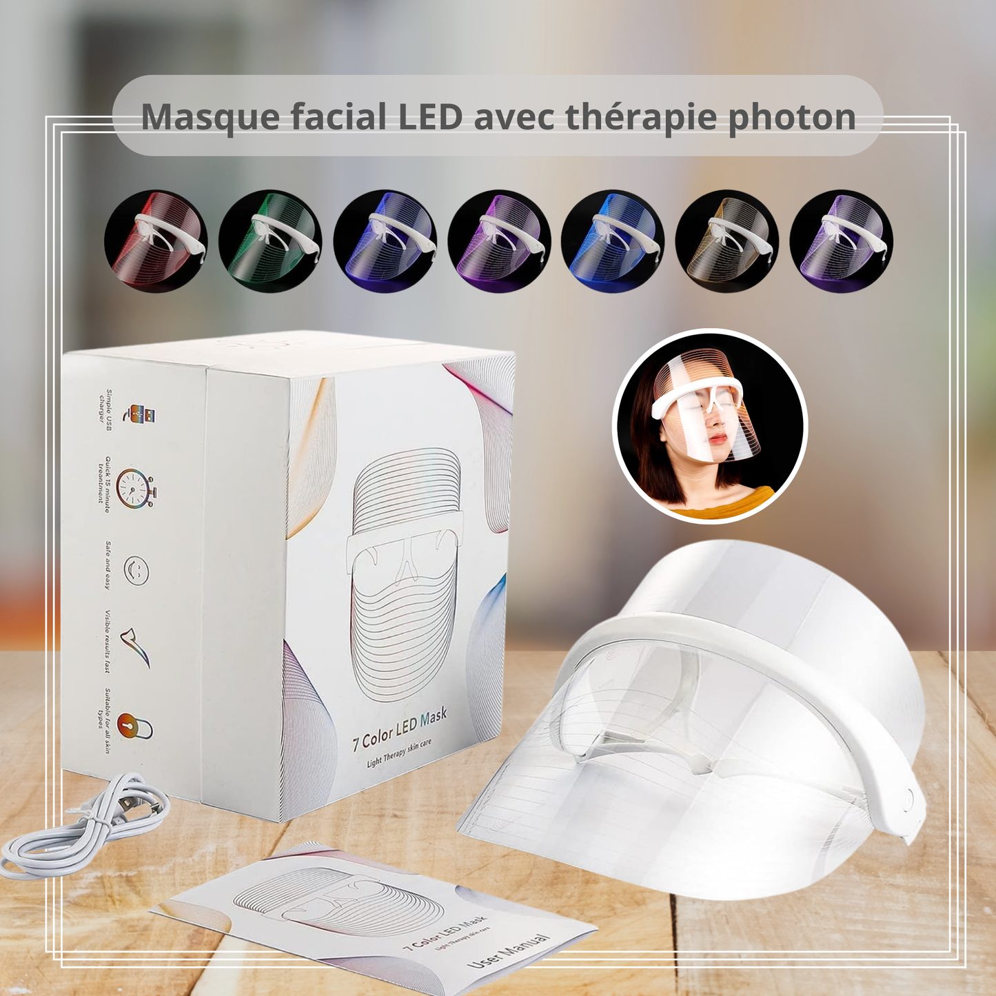 Masque facial LED Correction avec thérapie Pour Tout Type de Peau