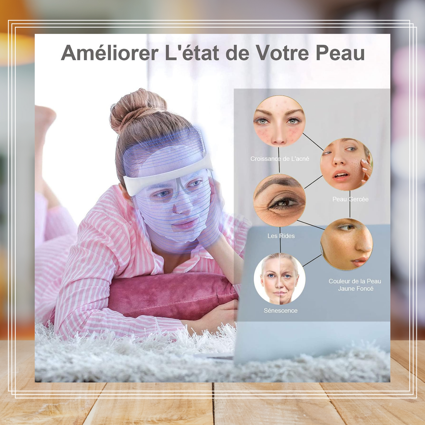 Masque facial LED Correction avec thérapie Pour Tout Type de Peau